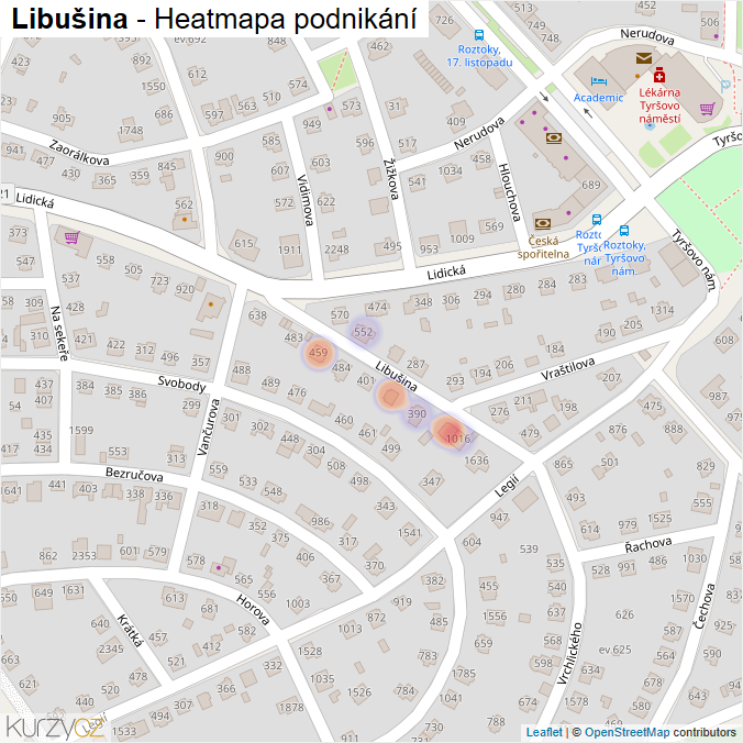 Mapa Libušina - Firmy v ulici.