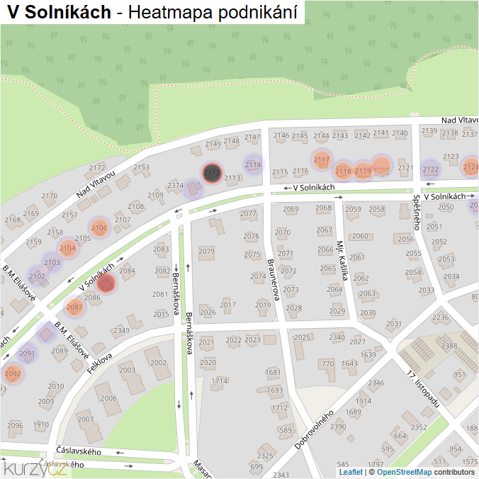 Mapa V Solníkách - Firmy v ulici.