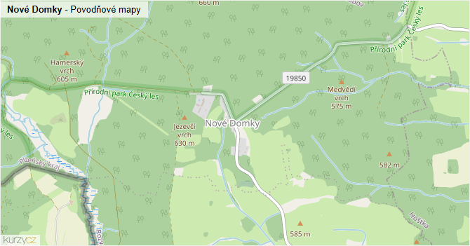 Nové Domky - záplavové mapy stoleté vody