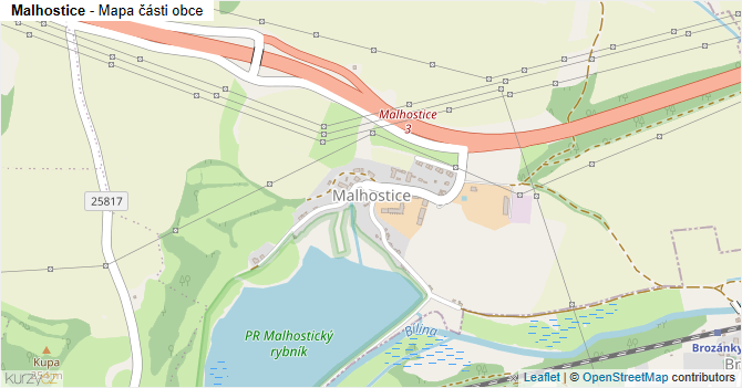 Malhostice - mapa části obce