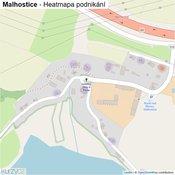 Mapa Malhostice - Firmy v části obce.