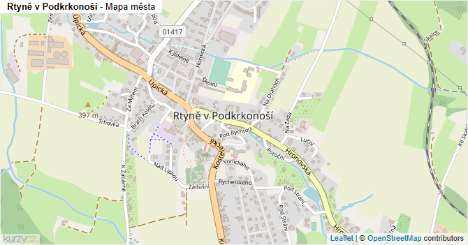 Rtyně v Podkrkonoší - mapa města