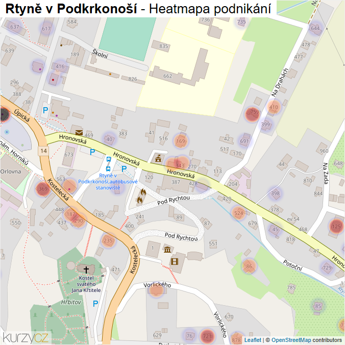 Mapa Rtyně v Podkrkonoší - Firmy v obci.