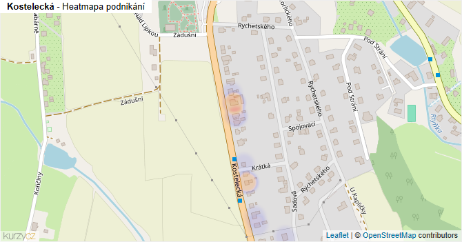 Kostelecká - mapa podnikání