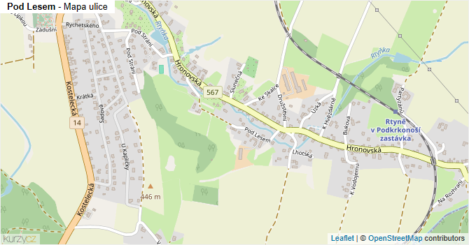 Pod Lesem - mapa ulice