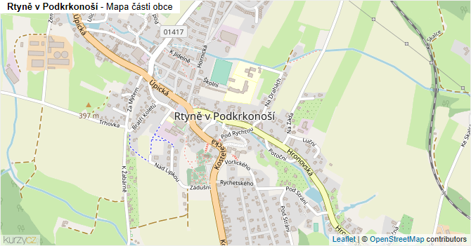 Rtyně v Podkrkonoší - mapa části obce