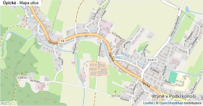Úpická - mapa ulice