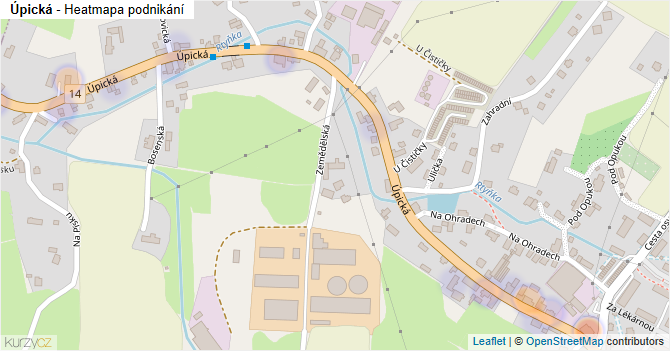 Úpická - mapa podnikání