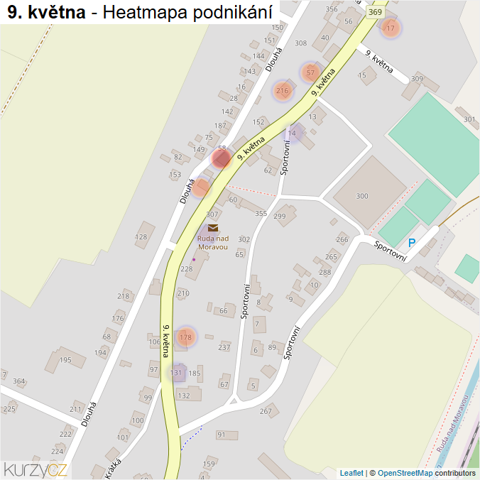 Mapa 9. května - Firmy v ulici.