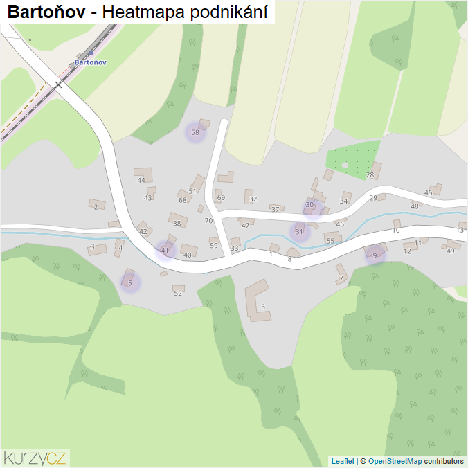 Mapa Bartoňov - Firmy v části obce.