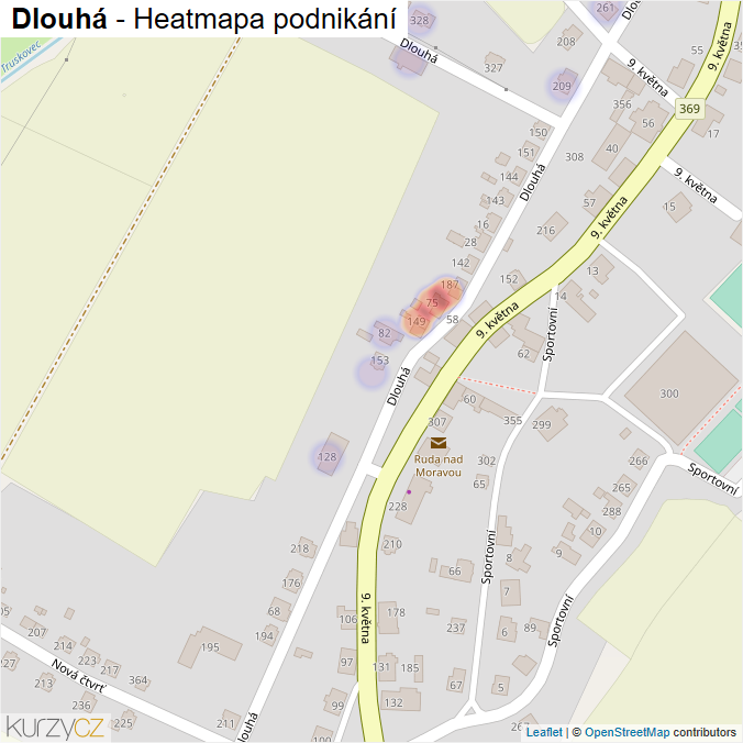 Mapa Dlouhá - Firmy v ulici.