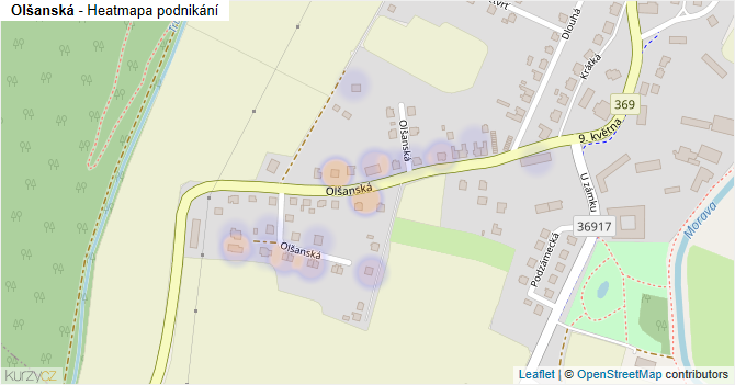 Olšanská - mapa podnikání