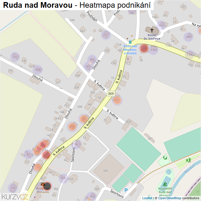 Mapa Ruda nad Moravou - Firmy v části obce.
