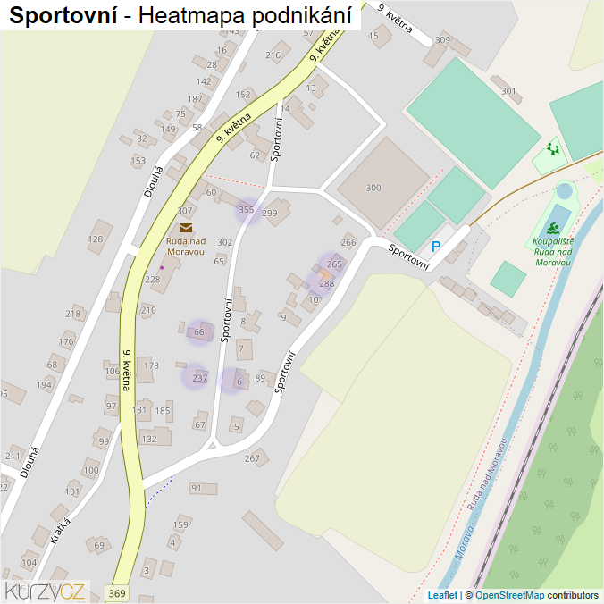 Mapa Sportovní - Firmy v ulici.