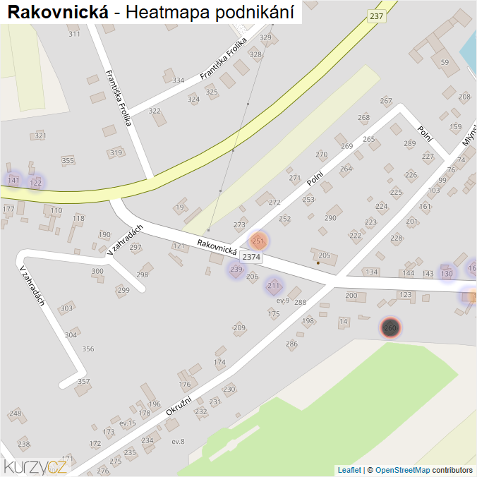 Mapa Rakovnická - Firmy v ulici.