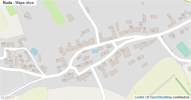 Ruda - mapa obce