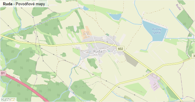 Ruda - záplavové mapy stoleté vody