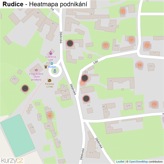 Mapa Rudice - Firmy v obci.