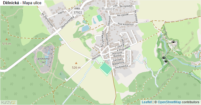 Dělnická - mapa ulice