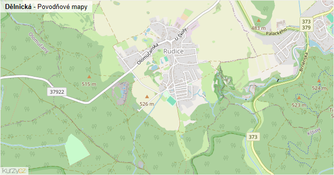 Dělnická - záplavové mapy stoleté vody