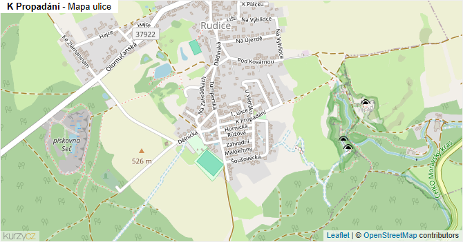 K Propadání - mapa ulice