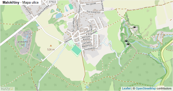 Malokřtiny - mapa ulice