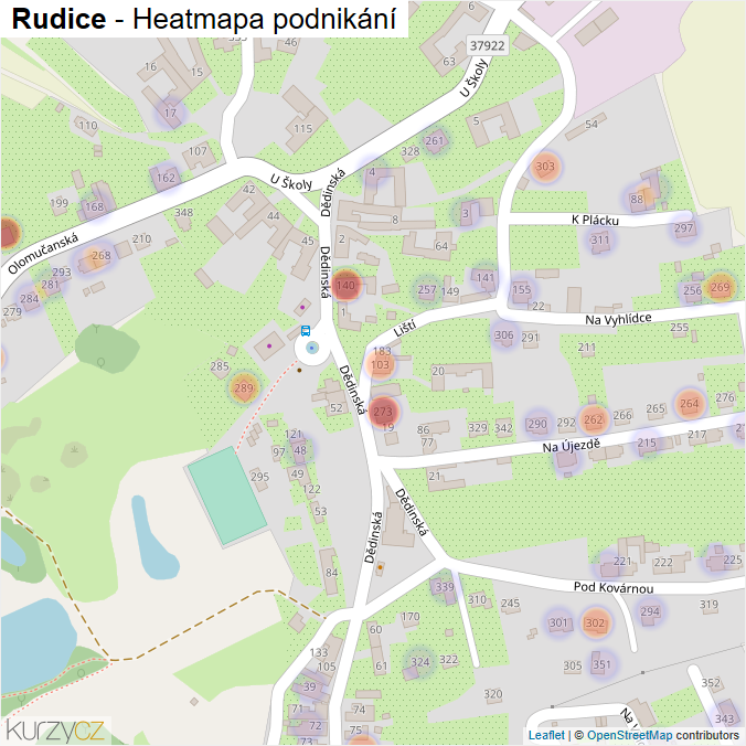 Mapa Rudice - Firmy v části obce.