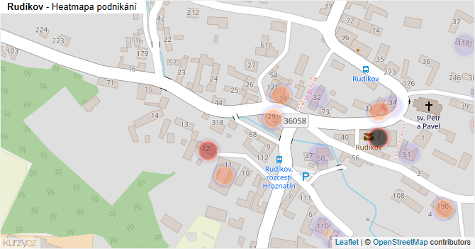 Rudíkov - mapa podnikání