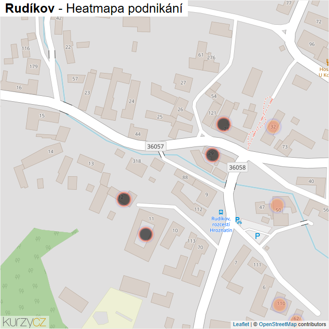 Mapa Rudíkov - Firmy v obci.