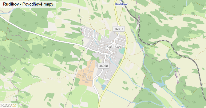 Rudíkov - záplavové mapy stoleté vody