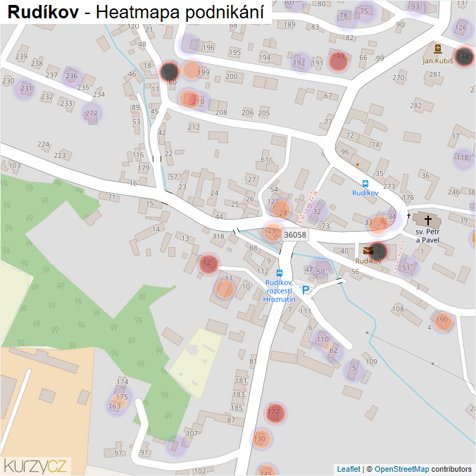 Mapa Rudíkov - Firmy v části obce.