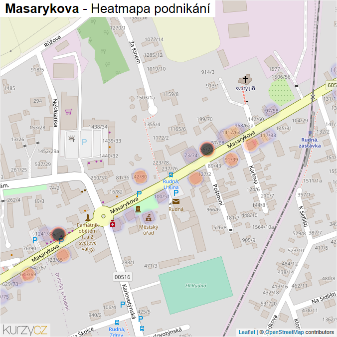 Mapa Masarykova - Firmy v ulici.