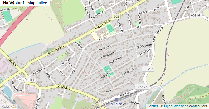 Na Výsluní - mapa ulice