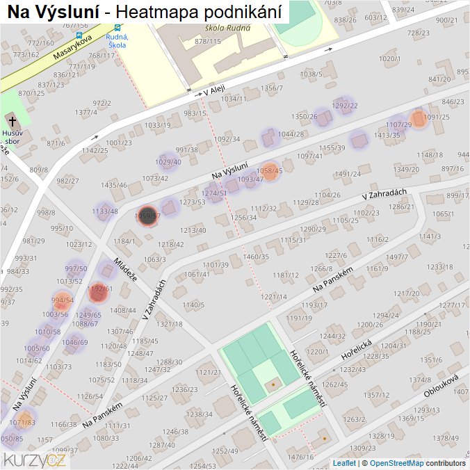 Mapa Na Výsluní - Firmy v ulici.