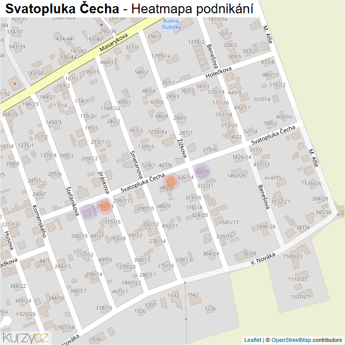 Mapa Svatopluka Čecha - Firmy v ulici.