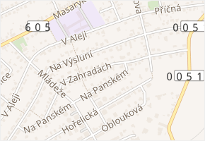 V Zahradách v obci Rudná - mapa ulice
