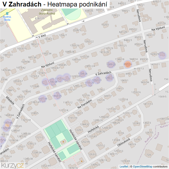Mapa V Zahradách - Firmy v ulici.