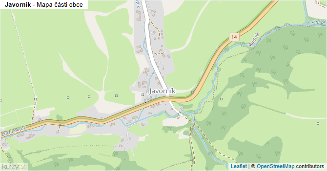 Javorník - mapa části obce