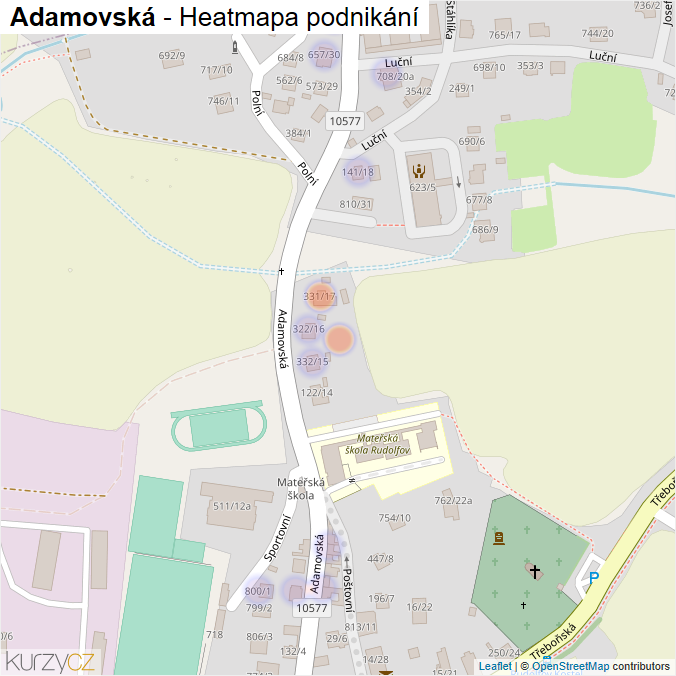 Mapa Adamovská - Firmy v ulici.