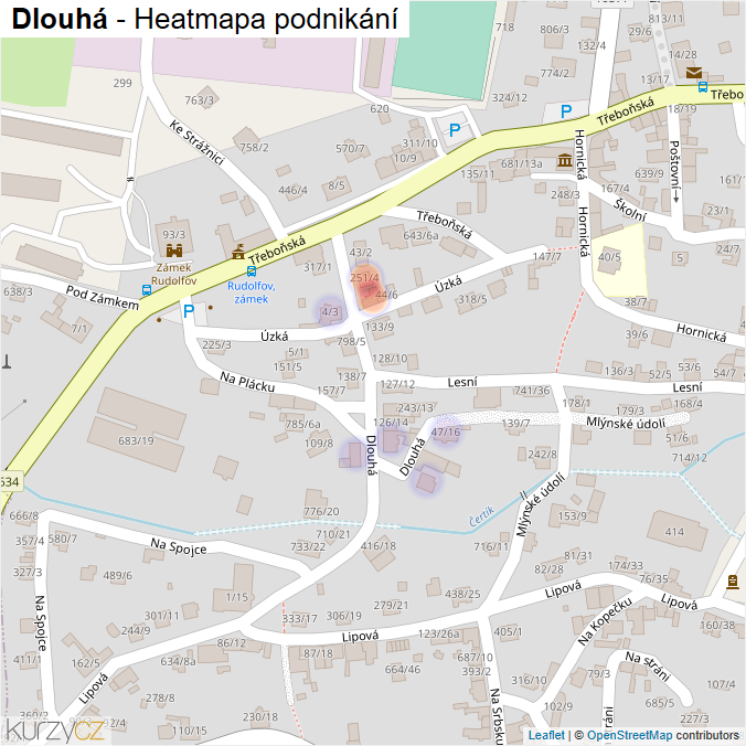 Mapa Dlouhá - Firmy v ulici.