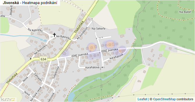 Jivenská - mapa podnikání