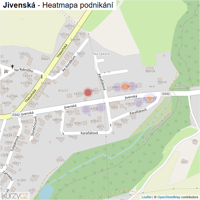 Mapa Jivenská - Firmy v ulici.