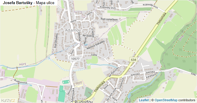 Josefa Bartušky - mapa ulice
