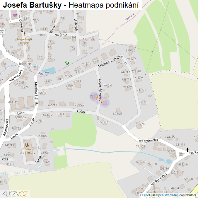 Mapa Josefa Bartušky - Firmy v ulici.