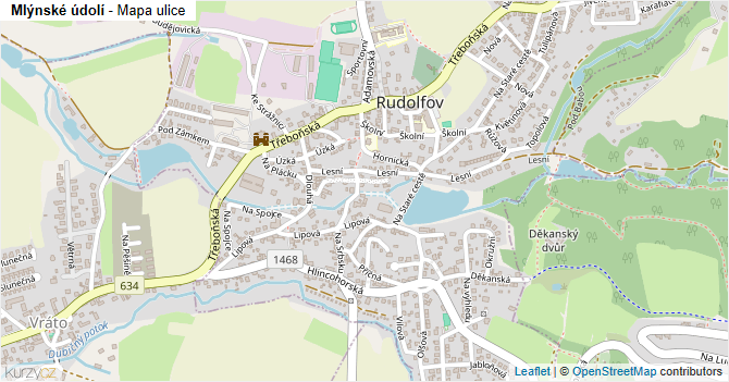 Mlýnské údolí - mapa ulice