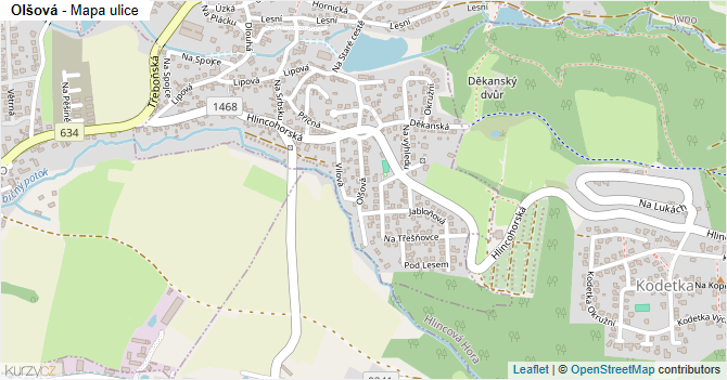 Olšová - mapa ulice