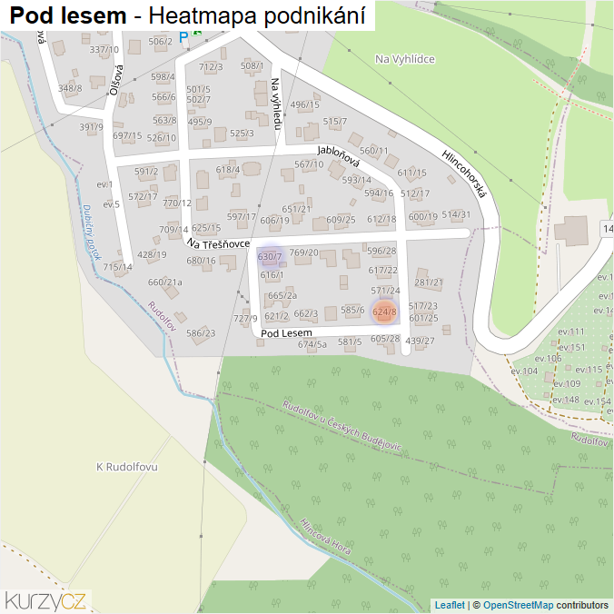 Mapa Pod lesem - Firmy v ulici.