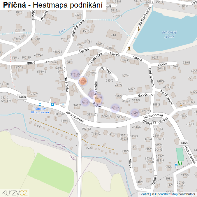 Mapa Příčná - Firmy v ulici.