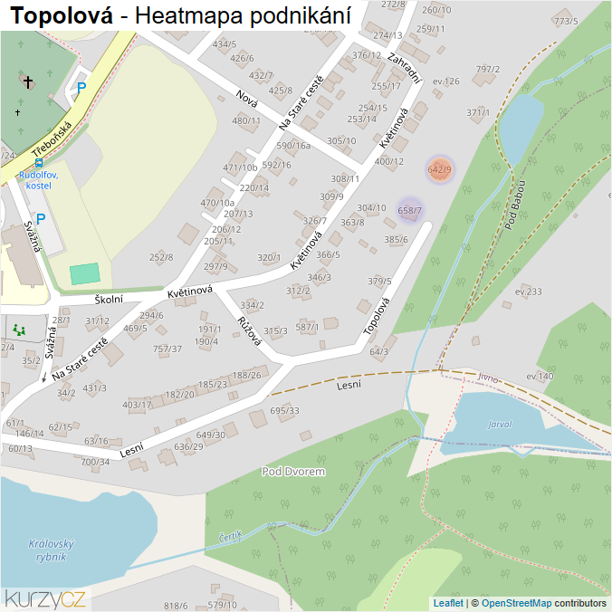 Mapa Topolová - Firmy v ulici.