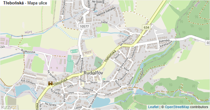 Třeboňská - mapa ulice